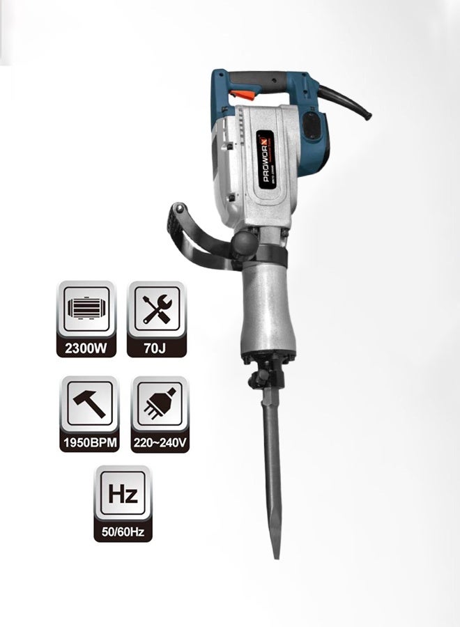 PROWORX PROWORX DH70-2300G Demolition Hammer 2300W – 70J Impact Energy – Hex Chisel – Heavy Duty Electric Breaker (1-Year Warranty)  - Image 2