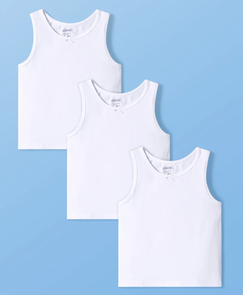 Pine Kids Pine Kids Cotton Knit Sleeveless Solid Color Vests (Pack of 3) - White