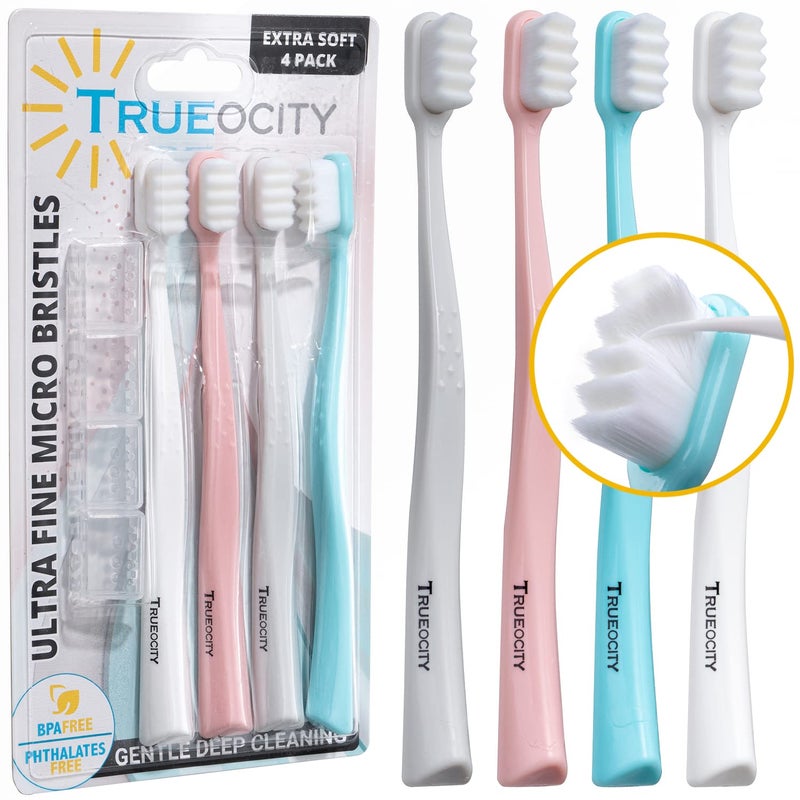 Extra Soft Toothbrushes for Adults Nano Toothbrush 20000 Ultra Fine Bristles for Sensitive Gums Gentle Adult Toothbrush for Gum Care Deep Cleaning Soft Brush Pack of 3 Oral Care Brushes