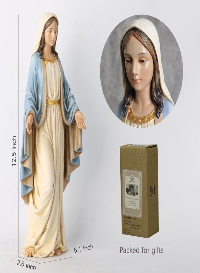 BC BUILDCLASSIC BC Catholic Blessed Virgin Mary Statue, 12.5" H Open-arms Holy Mother Figure for Altar, Catholic Home Decor, Religious Gifts to Mom, Hand Painted Renaissance Sculpture by Buildclassic - Image 5