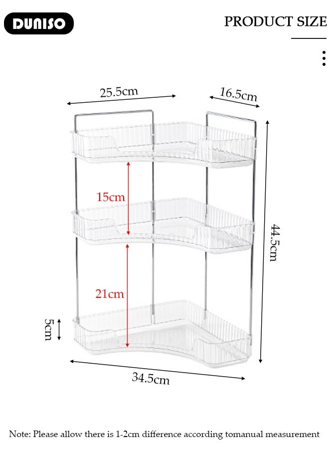 DUNISO 3-Tier Corner Bathroom Countertop Organizer, 3 Tiers Versatile Counter Shelf, Vanity Trays for Bathroom Counter, Makeup Organizer, Perfume Tray, Kitchen Spice Rack, Fits 90 Corner - Image 4