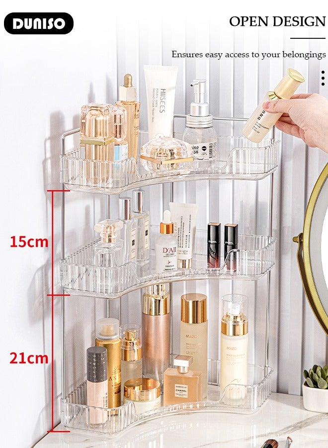 DUNISO 3-Tier Corner Bathroom Countertop Organizer, 3 Tiers Versatile Counter Shelf, Vanity Trays for Bathroom Counter, Makeup Organizer, Perfume Tray, Kitchen Spice Rack, Fits 90 Corner - Image 5