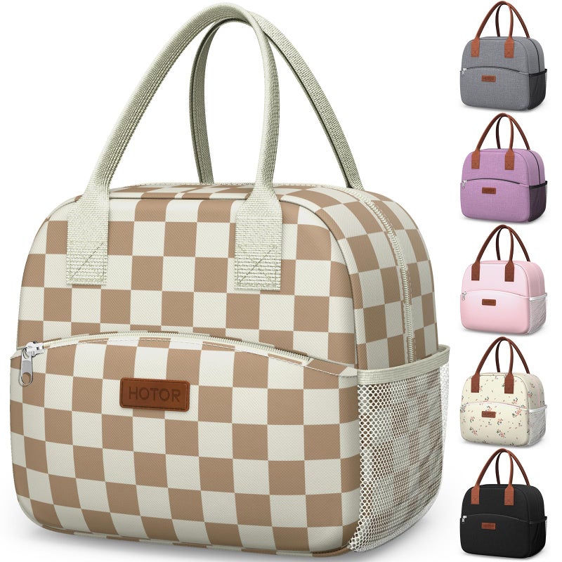 HOTOR Lunch Bag for Women Men WearResistant Insulated Lunch Box with Large Capacity MultiFunctional Cooler Bag for Office Picnic Checkered Brown 10L1060 x 590 x 950 - Image 2