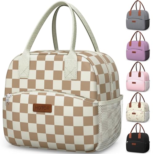 HOTOR Lunch Bag for Women Men WearResistant Insulated Lunch Box with Large Capacity MultiFunctional Cooler Bag for Office Picnic Checkered Brown 10L1060 x 590 x 950 - Image 1