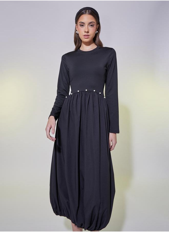 Take Two Faux Pearl Detail Elasticated Hem A-Line Midi Dress  - Image 4