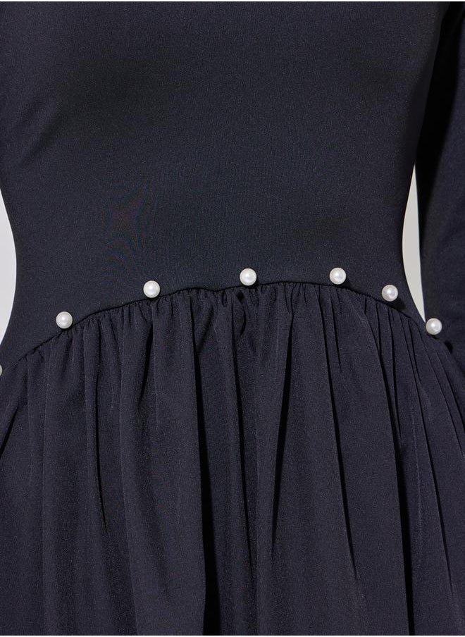 Take Two Faux Pearl Detail Elasticated Hem A-Line Midi Dress  - Image 5