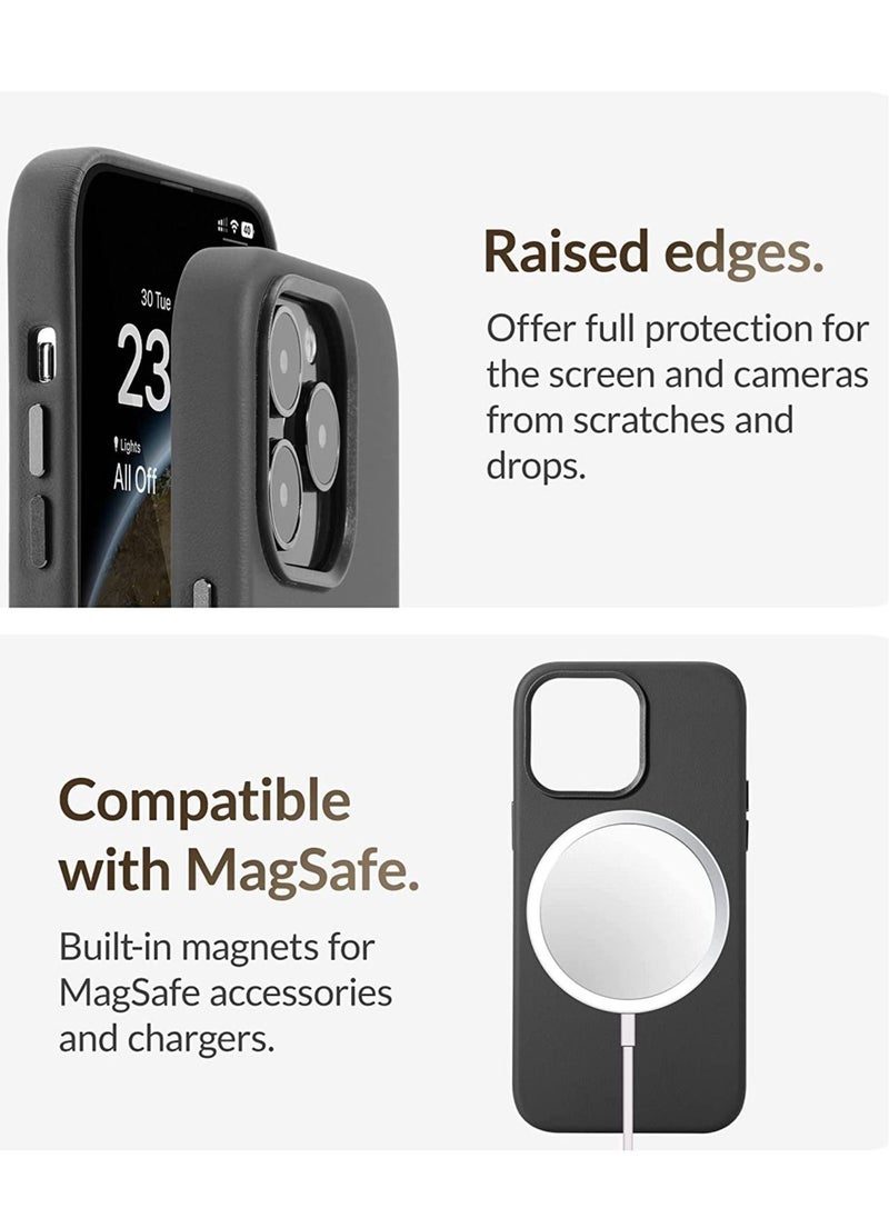 Raxoom (for iPhone 14 Pro Max) - European Nappa Leather Case - Smoothen and Soften Over Time - Compatible with Magsafe - Black - Image 5