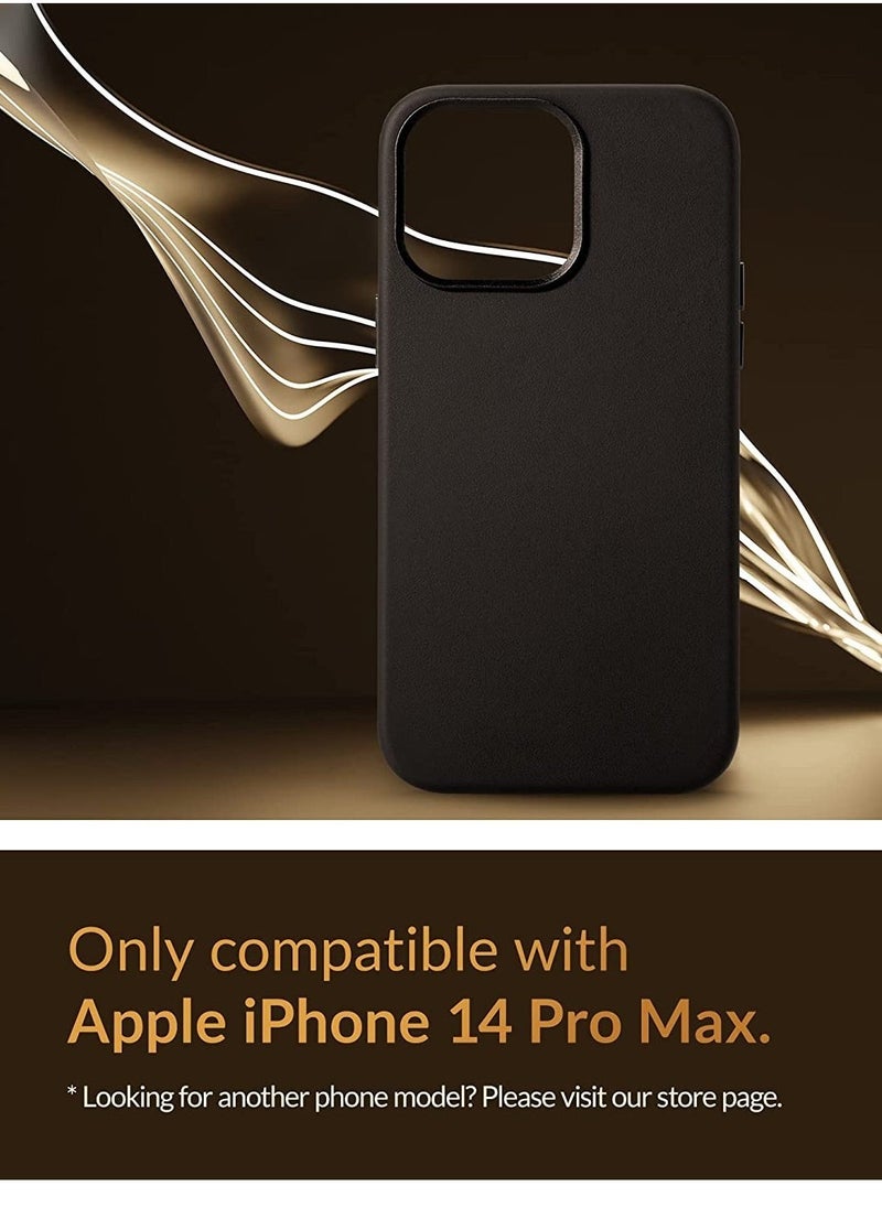 Raxoom (for iPhone 14 Pro Max) - European Nappa Leather Case - Smoothen and Soften Over Time - Compatible with Magsafe - Black - Image 2
