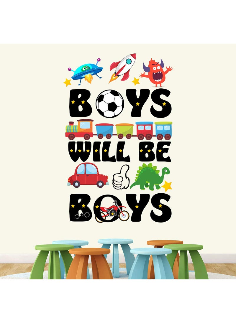 StickMe - StickMe 'Boys Will Be Boys - Motivational - Inspirational - Quotes - Wall Sticker ' -SM586 (Multi Colour, Vinyl - 50cm X 70 cm) - Image 1