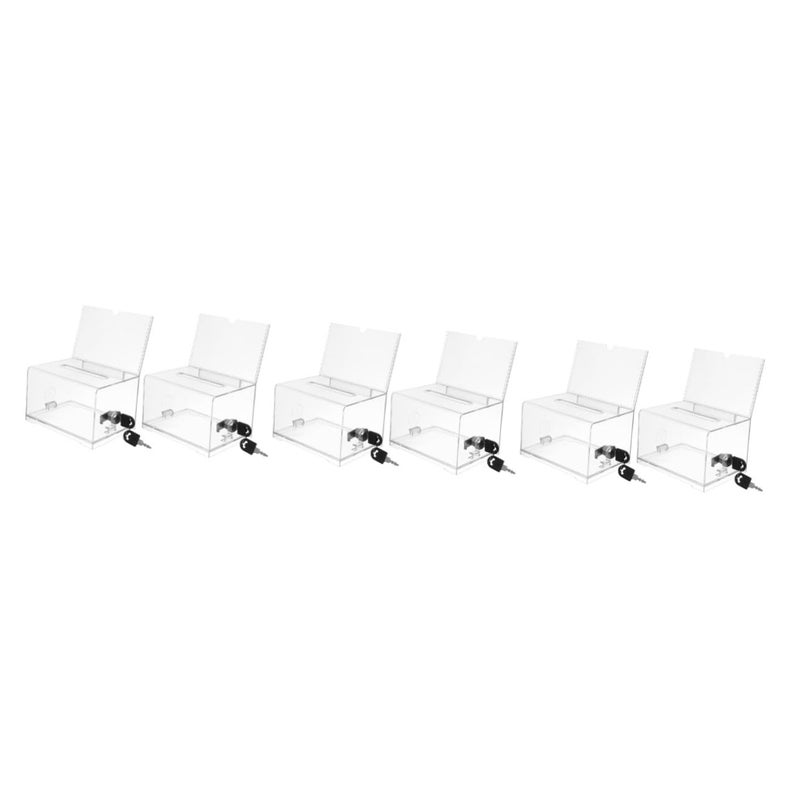 6Pcs Acrylic Suggestion Box with Business Card Holder for Office Events and Fundraising - Image 2