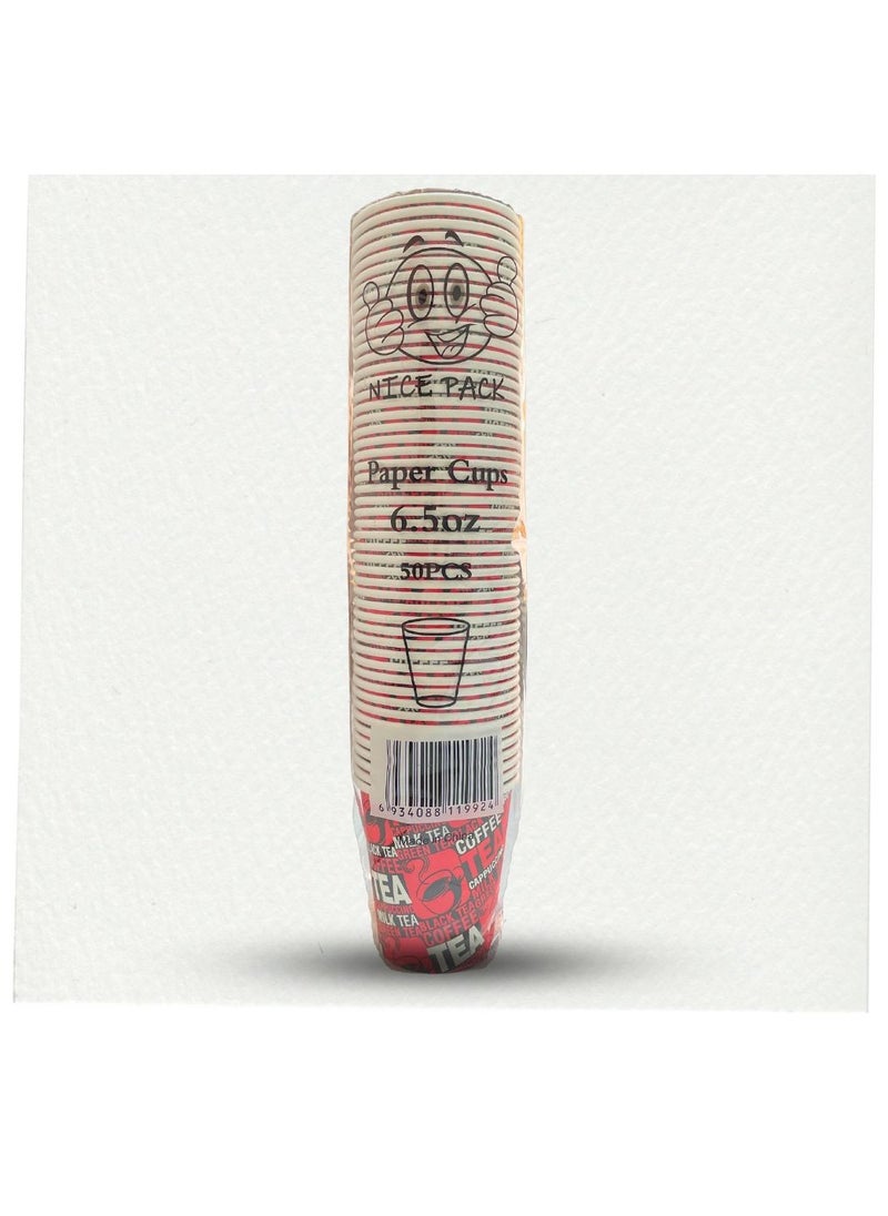 Nice Pack 50-Pieces 6.5oz printed paper cups, disposable paper cups for Hot/Cold beverages, ideal for party, home, office and travel use  - Image 3
