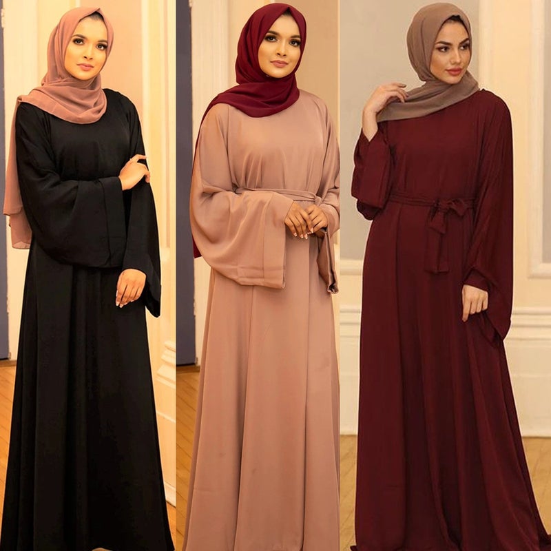 monica fashion Simple All-Match Nida Solid Color Dress - Image 2