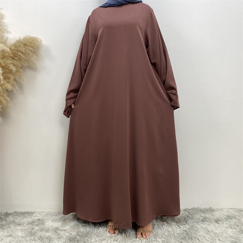 monica fashion Simple All-Match Nida Solid Color Dress - Image 1