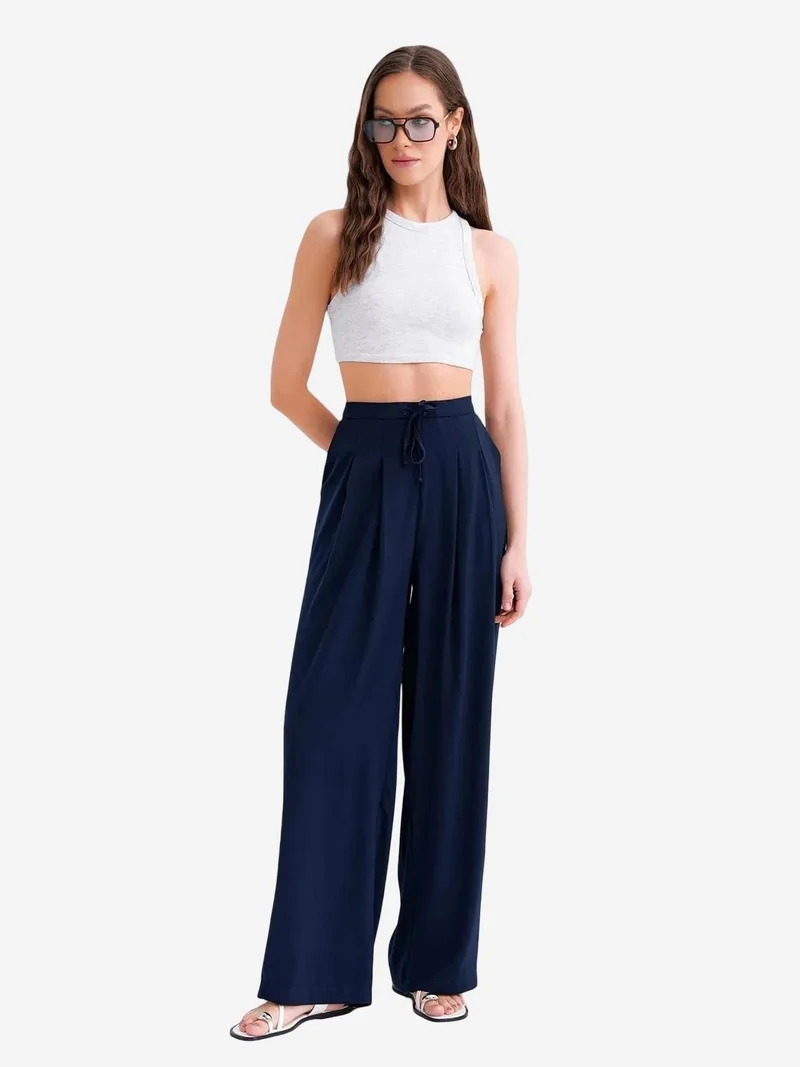 ميكسراي Mixray High Waist Pleated Palazzo Pants