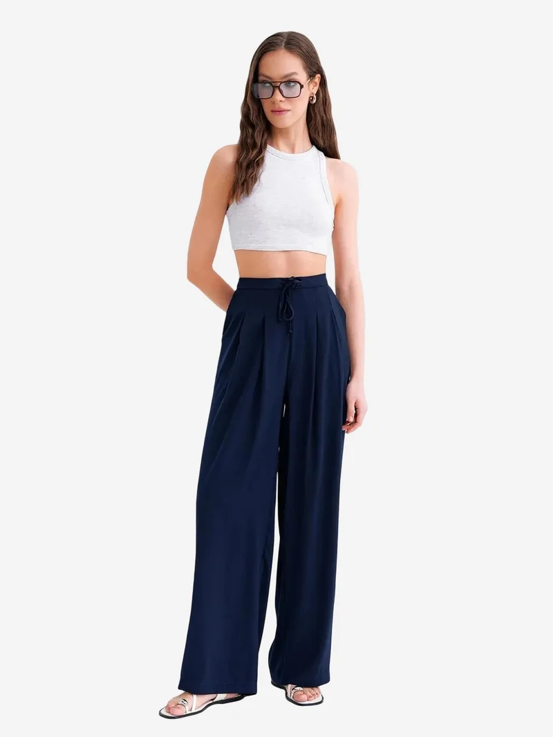 ميكسراي Mixray High Waist Pleated Palazzo Pants