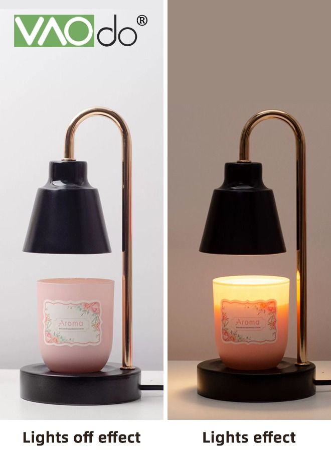 VAOdo Candle Warmer Lamp with Timer and Halogen Bulbs Vintage Classical Elegant Dimmable Electric Scented Candles Melter Aromatic Candle Holders for Home Bedside Decoration 16*34CM Black - Image 5