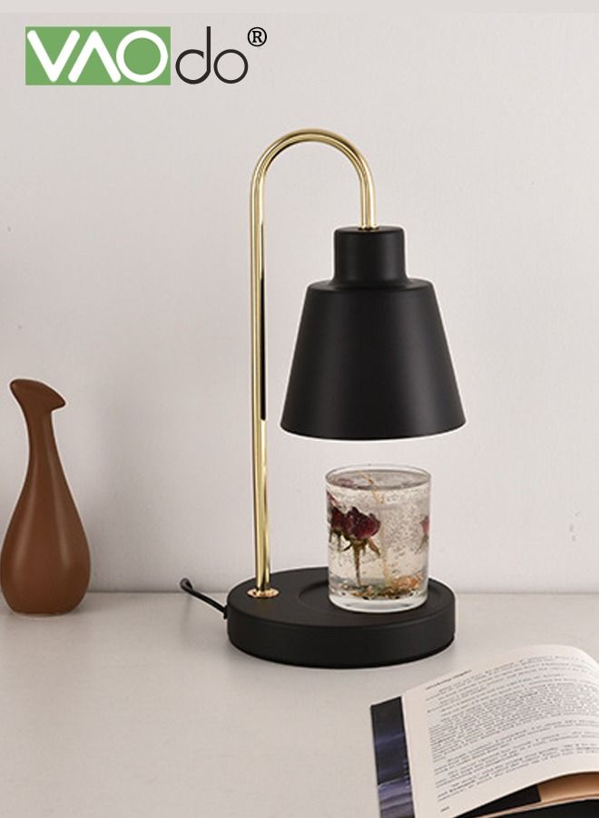 VAOdo Candle Warmer Lamp with Timer and Halogen Bulbs Vintage Classical Elegant Dimmable Electric Scented Candles Melter Aromatic Candle Holders for Home Bedside Decoration 16*34CM Black - Image 3