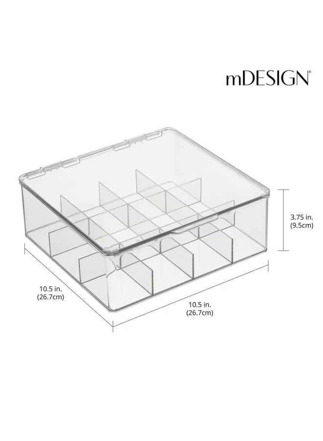 mDesign Plastic Stackable Tea Bag Organizer Storage Bin With Lid For Kitchen Cabinets, Countertops, Pantry - Container Holds Beverage Bags, Cups, Pods, Packets, Condiment Accessories - Clear - Image 3