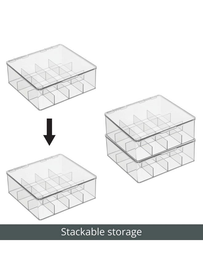 mDesign Plastic Stackable Tea Bag Organizer Storage Bin With Lid For Kitchen Cabinets, Countertops, Pantry - Container Holds Beverage Bags, Cups, Pods, Packets, Condiment Accessories - Clear - Image 4