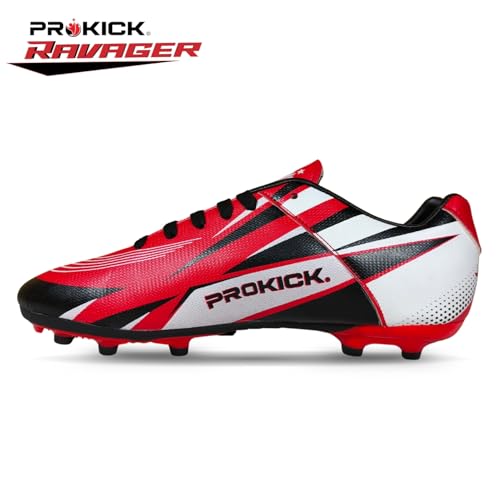 Prokick Ravager Football Shoes for Men | Soccer Shoe/Comfortable and Lightweight | Sports and Athletic Footwear with Synthetic Leather Having TPU Sole Soccer Stud Shoes RED/Black - Image 3