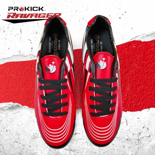 Prokick Ravager Football Shoes for Men | Soccer Shoe/Comfortable and Lightweight | Sports and Athletic Footwear with Synthetic Leather Having TPU Sole Soccer Stud Shoes RED/Black - Image 4