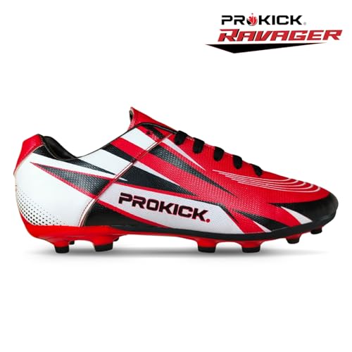 Prokick Ravager Football Shoes for Men | Soccer Shoe/Comfortable and Lightweight | Sports and Athletic Footwear with Synthetic Leather Having TPU Sole Soccer Stud Shoes RED/Black - Image 2