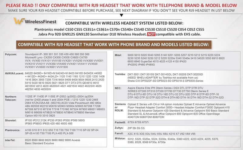 WirelessFinest محول RJ9 إلى USB لسماعات الرأس متوافق مع سماعات Plantronics وJabra وSennheiser اللاسلكية DECT للاستخدام مع أجهزة الكمبيوتر PC واللابتوب Mac والأجهزة اللوحية Windows Softphones. - Image 3