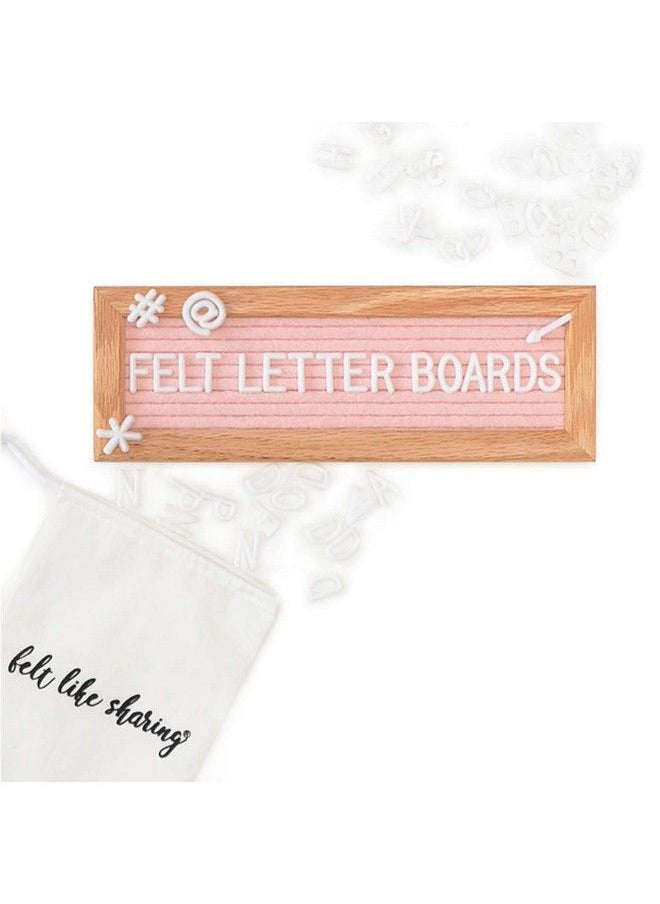 Felt Like Sharing Small Felt Letter Board With Letters And Numbers Message Board W Oak Frame 10 X 3.5 Inches Changeable Letter Board 150 3 4 Inch White Plastic Letters For Signs Light Pink Felt Letter Board  - Image 1