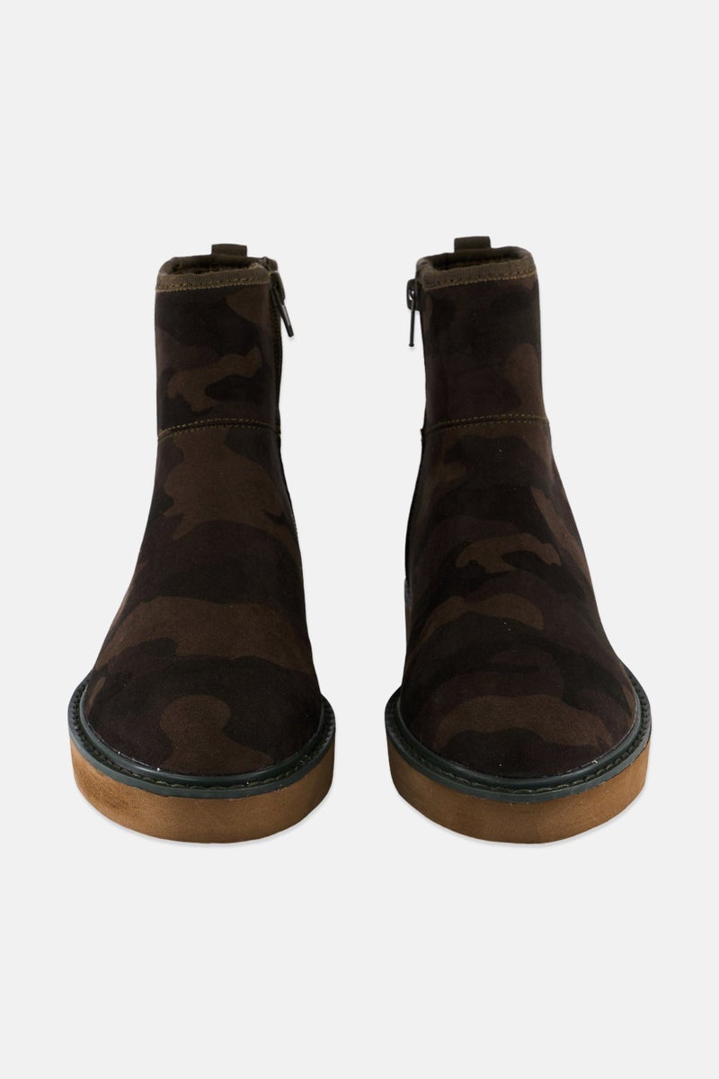 DKNY Women Samara Zipper Closure Ankle Boots, Camouflage Olive - Image 3