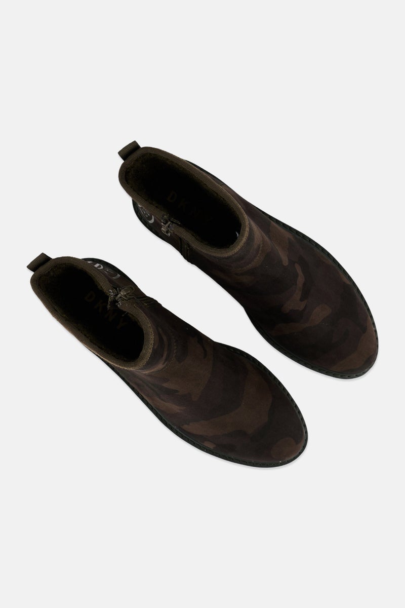 DKNY Women Samara Zipper Closure Ankle Boots, Camouflage Olive - Image 4