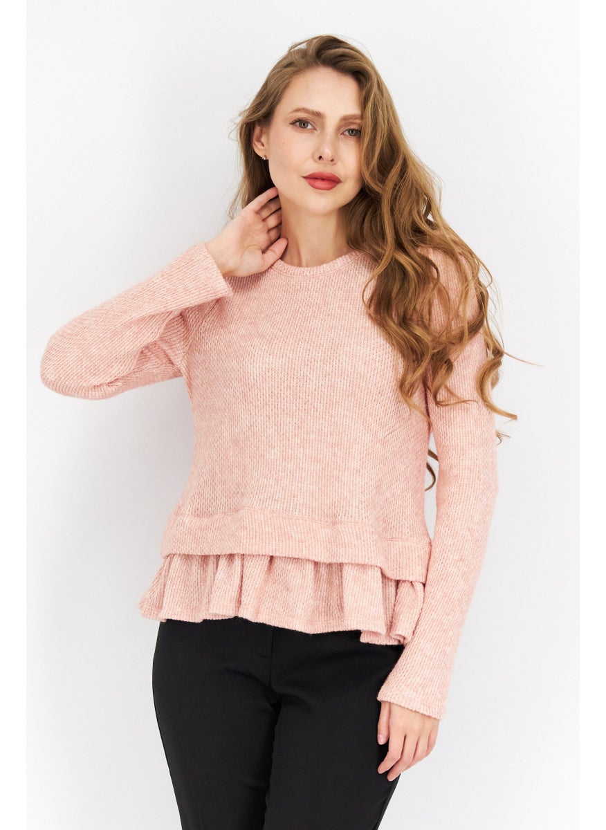 Women Crew Neck Long Sleeve Textured Sweater, Misty Pink - pzsku/ZFDCE23811DD082CA6CA1Z/45/_/1732780813/3041a9b1-a353-43f4-8742-f9ddde69ff3a