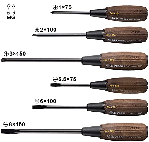 Vessel Woody Penetrating Screwdriver NonSlip Grip Set of 6 Boxed 336PS - Image 3
