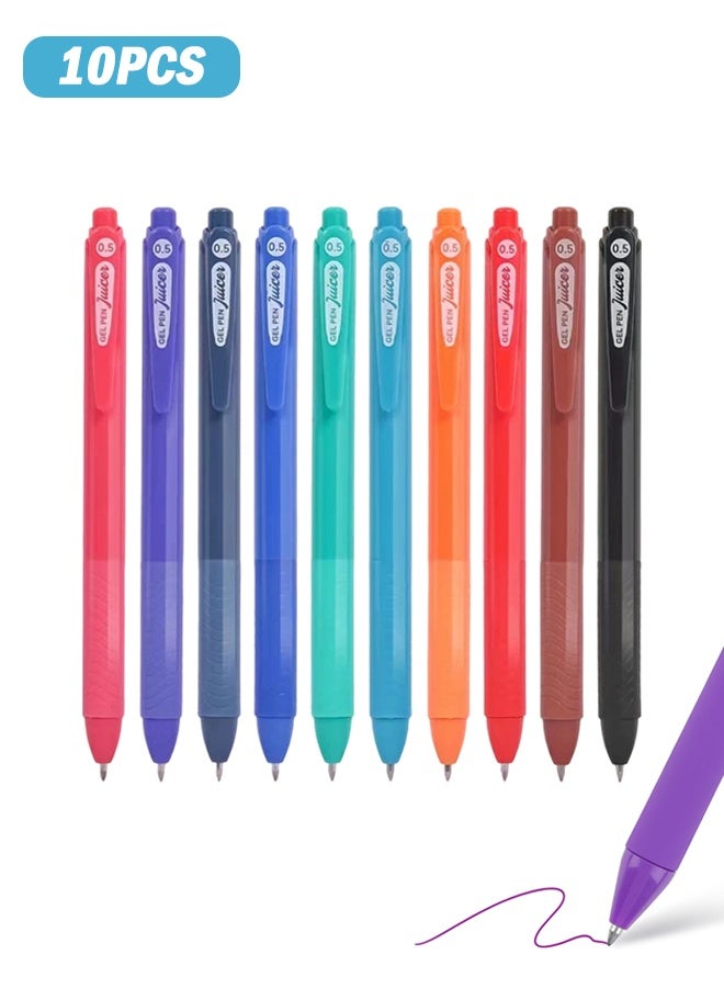 SHANDS 10Pcs Gel Pens With Retractable Medium Point (0.5mm), Colored Gel Pens, Assorted Colors, Smooth Writing Pens For Journals, Notebooks, Note Pads, Drawing, Office & School Supplies - Image 1