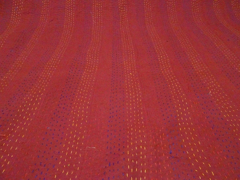 BOHEKANT Handicraft Silk Kantha Quilt Kantha Bed Cover Kantha Blanket Throw Handmade Kantha Bedspread01 King 108x108 inches Indian King Size Double Bed - Image 4