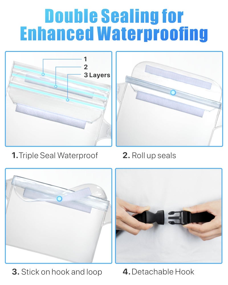 F-color Waterproof Fanny Pack - Waterproof Phone Pouch with Waist Strap - Cruise Essentials 2025 Must Haves Waterproof Pouch Dry Bag Keep Phone Valuables Safe for Beach Kayaking Boating Fishing - Image 4