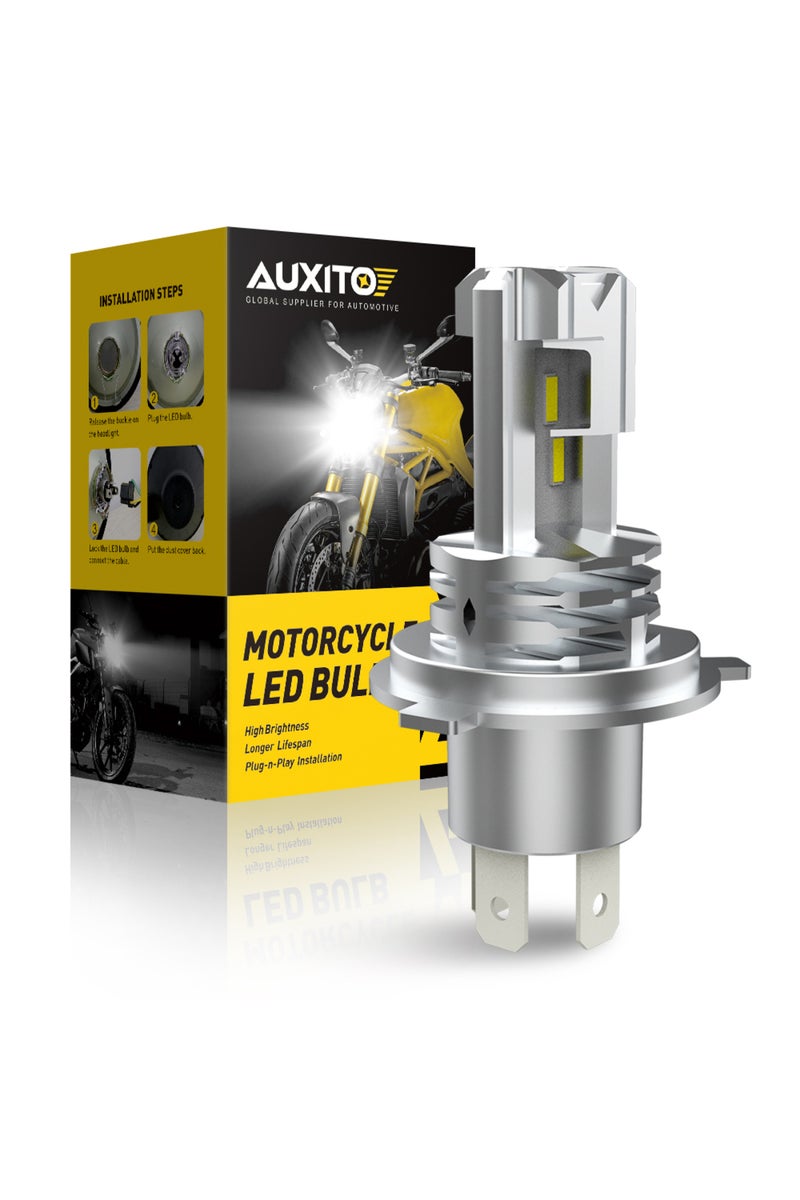 مصباح أمامي LED أبيض H4 6000K من AUXITO، قطعة واحدة، بدون مروحة، مناسب للسيارات والدراجات النارية، H4 9003 HB2 LED عالي/منخفض