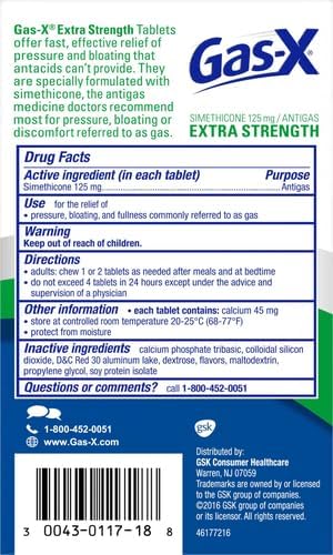 Gas-X GasX Extra Strength Chewable Gas Relief Tablets with Simethicone 125 mg Cherry  18 Count Pack of 2 - Image 3