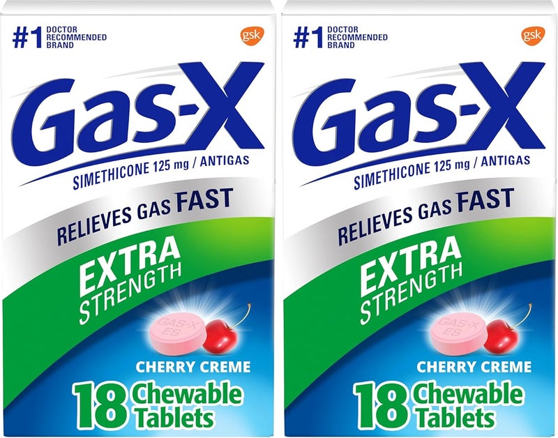 Gas-X GasX Extra Strength Chewable Gas Relief Tablets with Simethicone 125 mg Cherry  18 Count Pack of 2 - Image 1