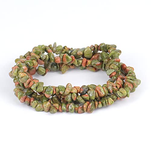 Clearain 31 inches Chip Stone Loose Gemstones Beads Drilled Strand for Jewelry Making (Unakite) - Image 1