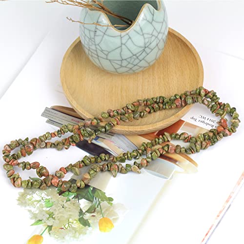 Clearain 31 inches Chip Stone Loose Gemstones Beads Drilled Strand for Jewelry Making (Unakite) - Image 3