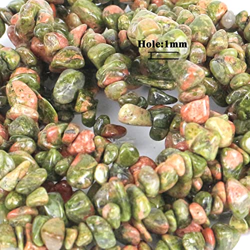 Clearain 31 inches Chip Stone Loose Gemstones Beads Drilled Strand for Jewelry Making (Unakite) - Image 4
