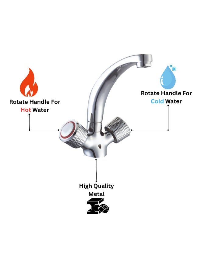 ITG Kitchen Mixer Faucet – Dual Handle, Chrome Finish, Wall Mount, SASO Certified, 5-Year Warranty - Image 2