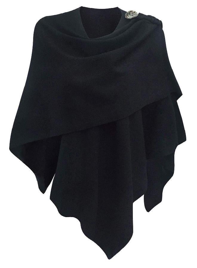 PULI Womens Large Cross Front Poncho Sweater Wrap Topper Knitted Elegant Shawls Cape for Fall Winter - Image 3