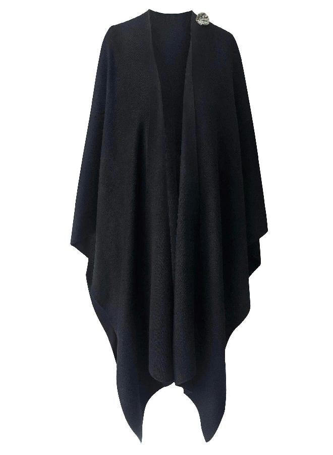 PULI Womens Large Cross Front Poncho Sweater Wrap Topper Knitted Elegant Shawls Cape for Fall Winter - Image 1