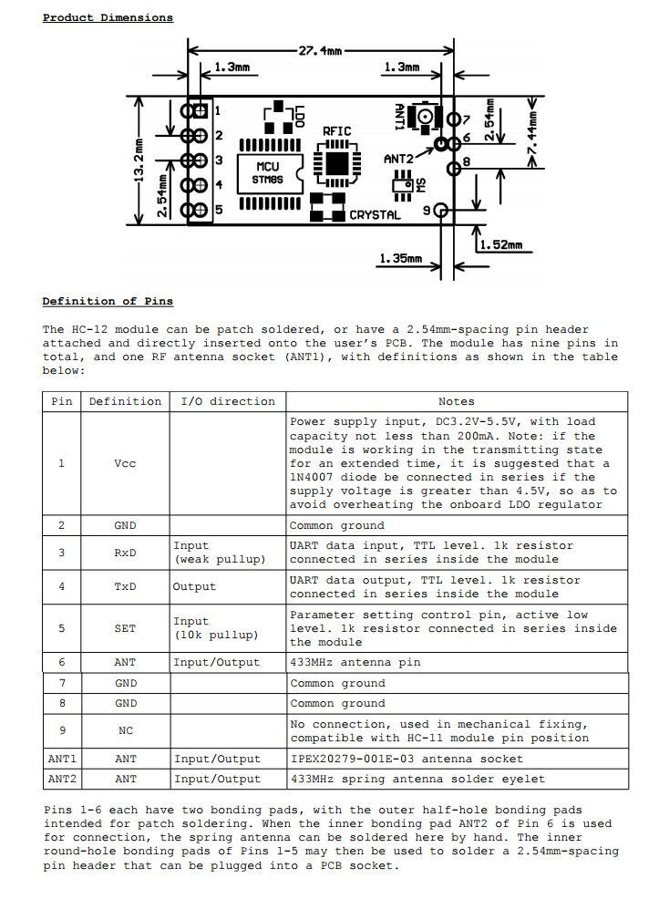 CentIoT وحدة البلوتوث اللاسلكية HC-12 SI4463 (HC-12 1KM) بتردد 433 ميجاهرتز - Image 2