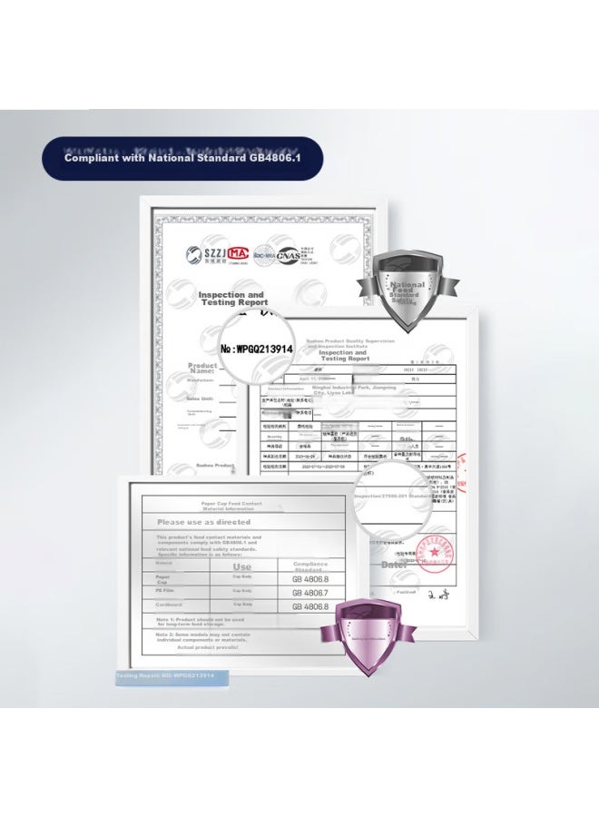 Deli أكواب ورقية قابلة للتصرف سعة 280 مل من دلي، مع تعزيز سميك بتصميم ذهبى، بأسلوب أعمال راقٍ، زرقاء، عبوة 20، 19214 - Image 5