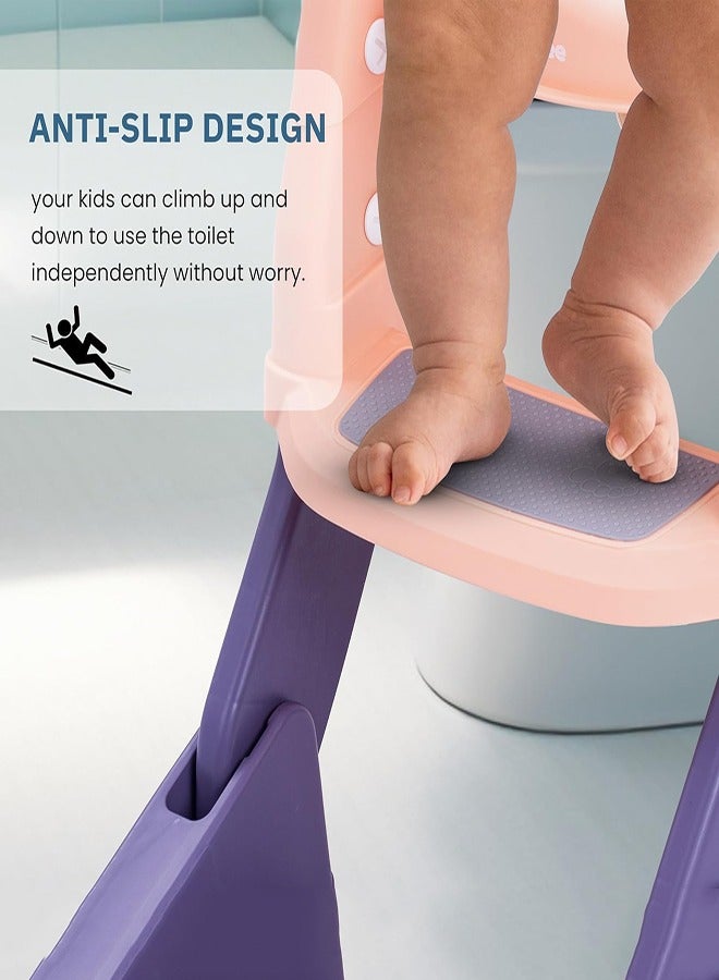 0TO1 TECH Baby Potty, 3 In 1 Children's Ladder, Training Potty with Splash Protection and Cushion, Boys and Girls Potty (Pink) - Image 2