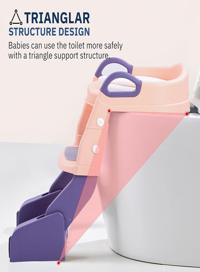 0TO1 TECH Baby Potty, 3 In 1 Children's Ladder, Training Potty with Splash Protection and Cushion, Boys and Girls Potty (Pink) - Image 4