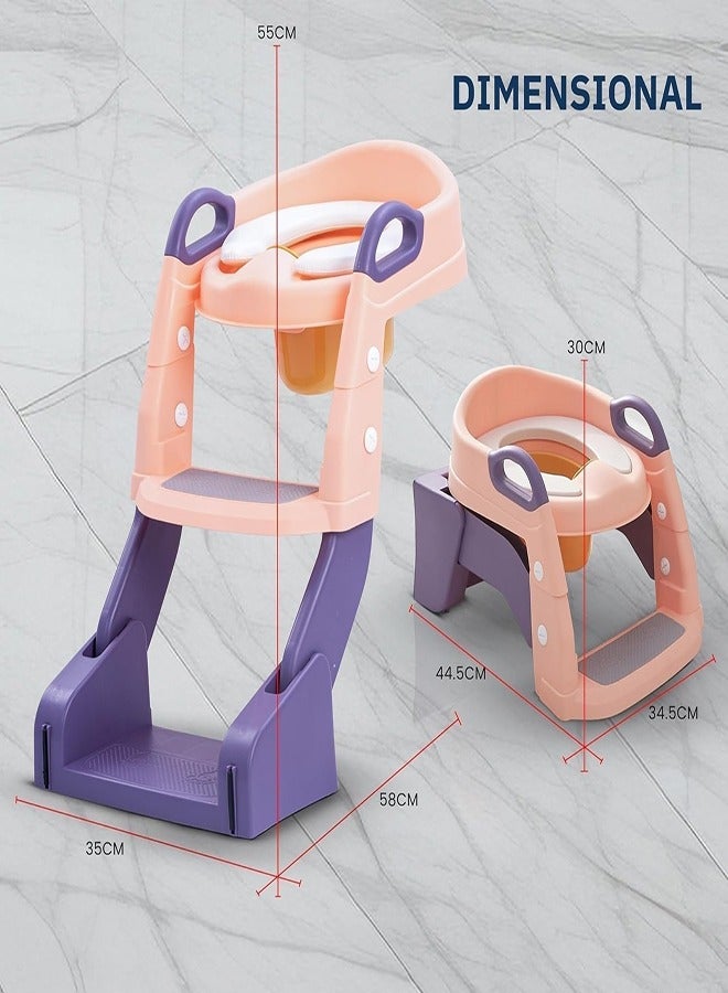 0TO1 TECH Baby Potty, 3 In 1 Children's Ladder, Training Potty with Splash Protection and Cushion, Boys and Girls Potty (Pink) - Image 5