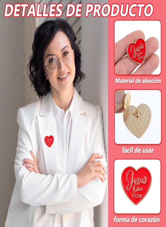 mekueeex 40 Pcs Religious Jesus Pins Bulk Christian Favors Includes Jesus Loves You Sign Lapel Pin Brooches Heart Pins for Church Sunday School Gift - Image 3
